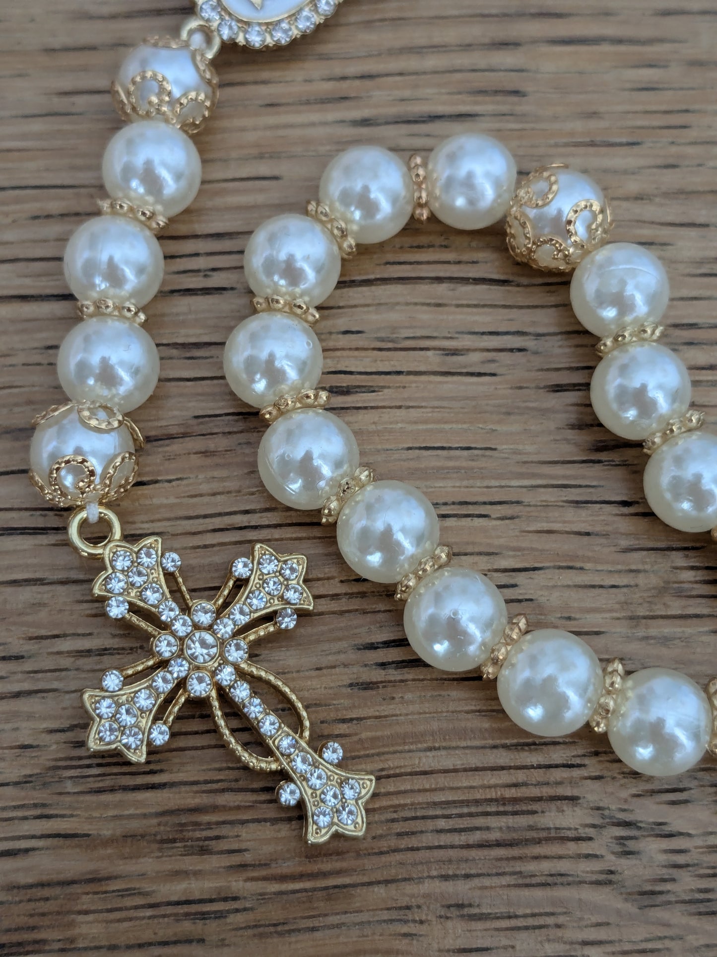 Chapelet perles imitation OR