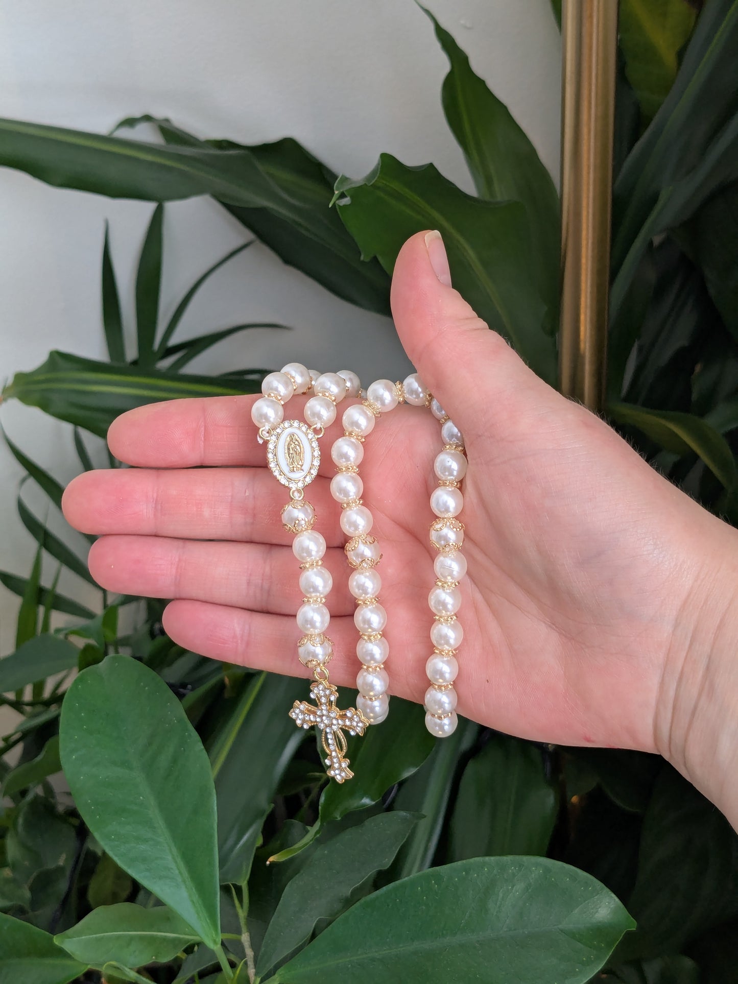 Chapelet perles imitation OR