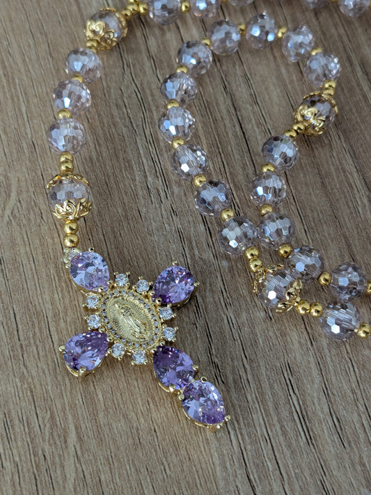 Chapelet facettées lila