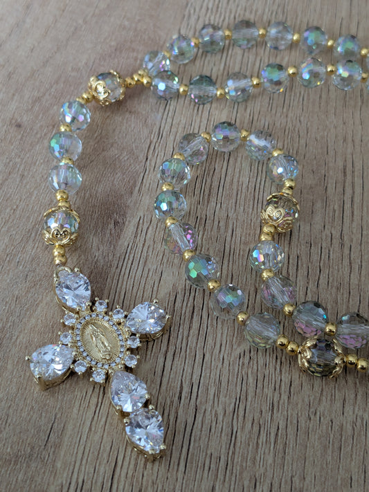 Chapelet facettées vert d'eau