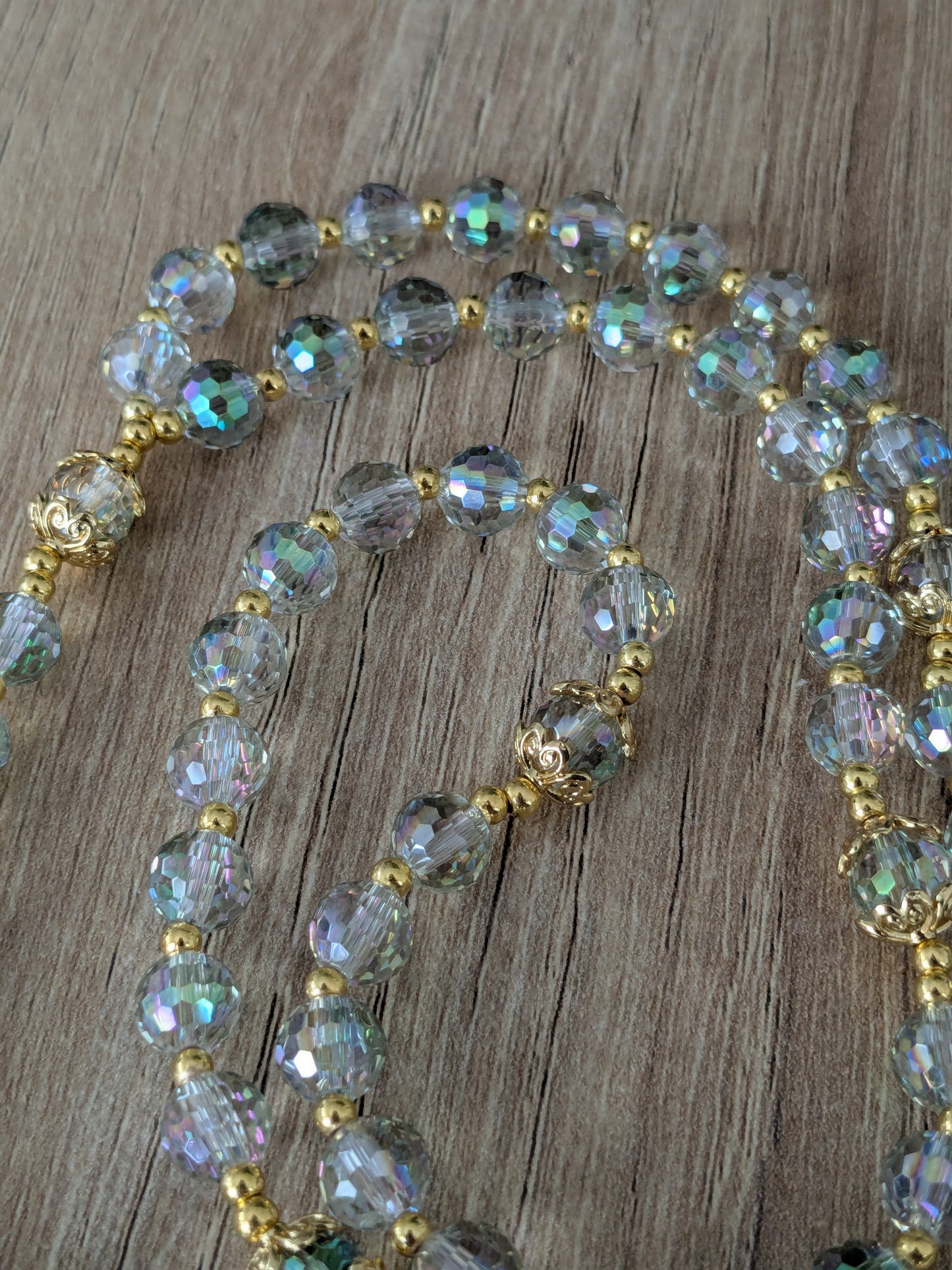 Chapelet facettées vert d'eau