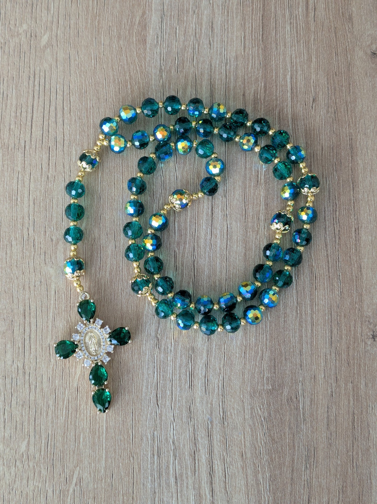 Chapelet facettées vert foncé