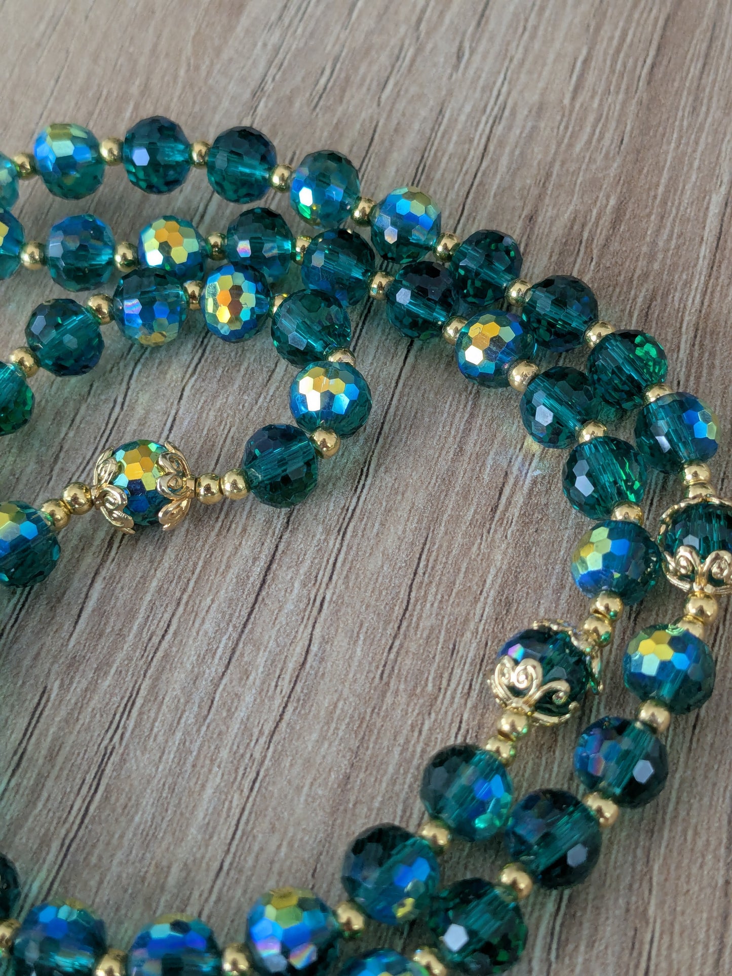 Chapelet facettées vert foncé