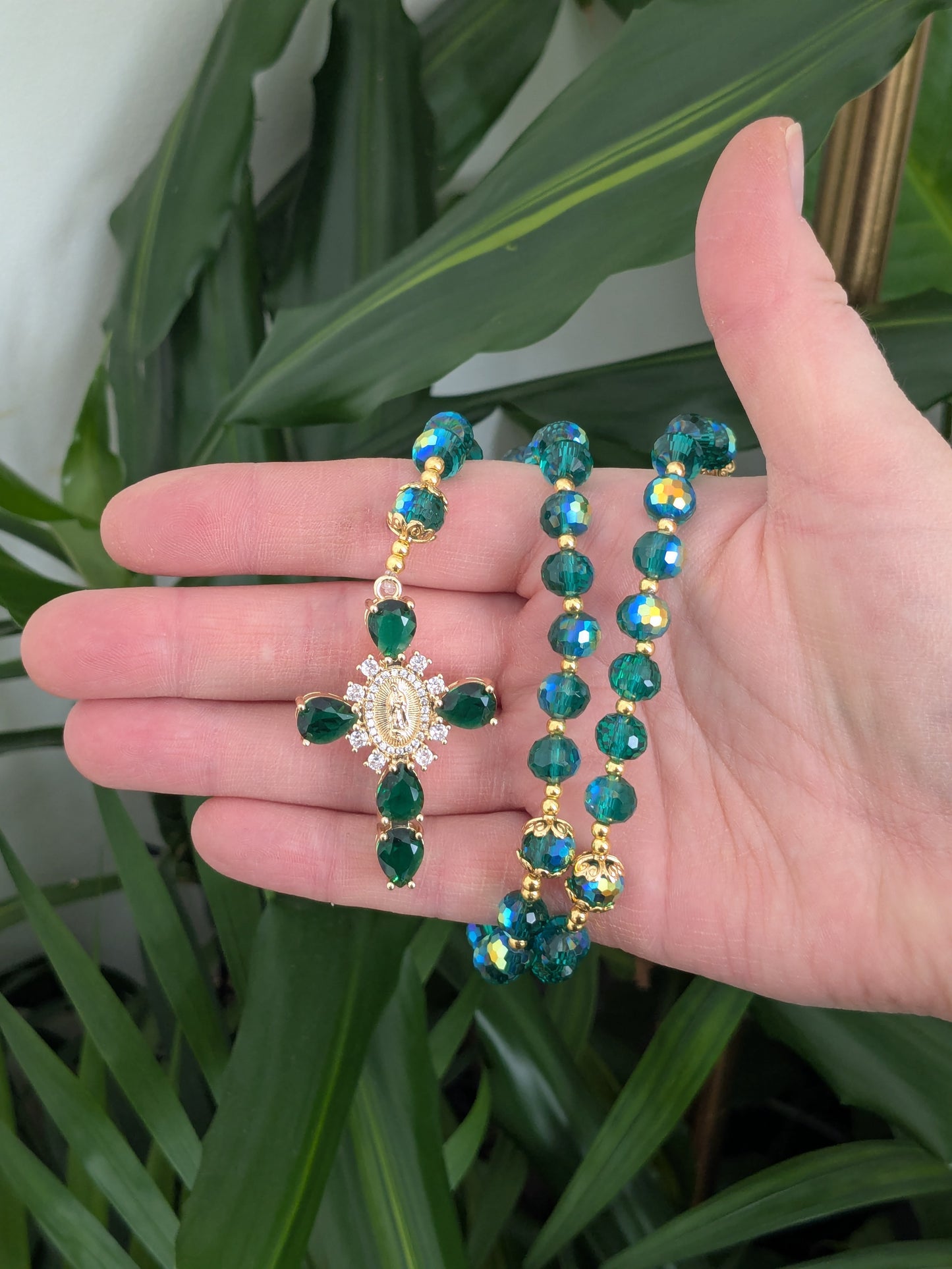 Chapelet facettées vert foncé