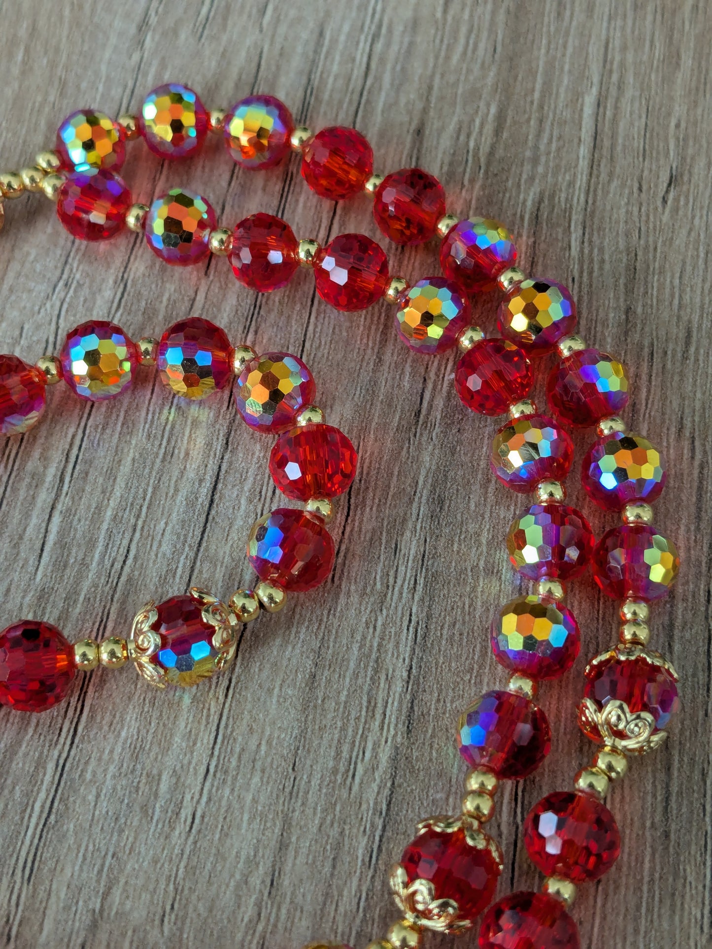 Chapelet facettées rouge