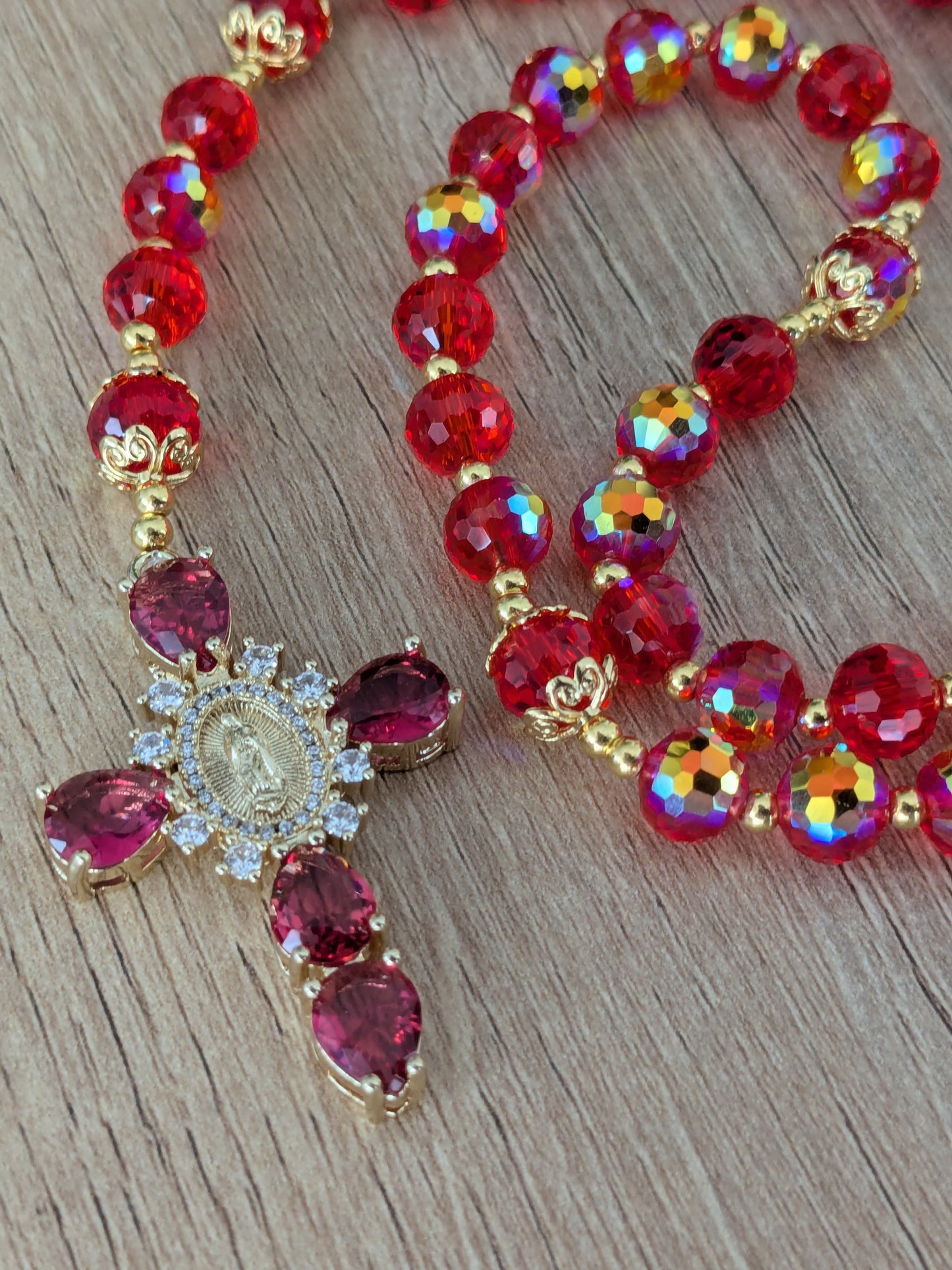 Chapelet facettées rouge