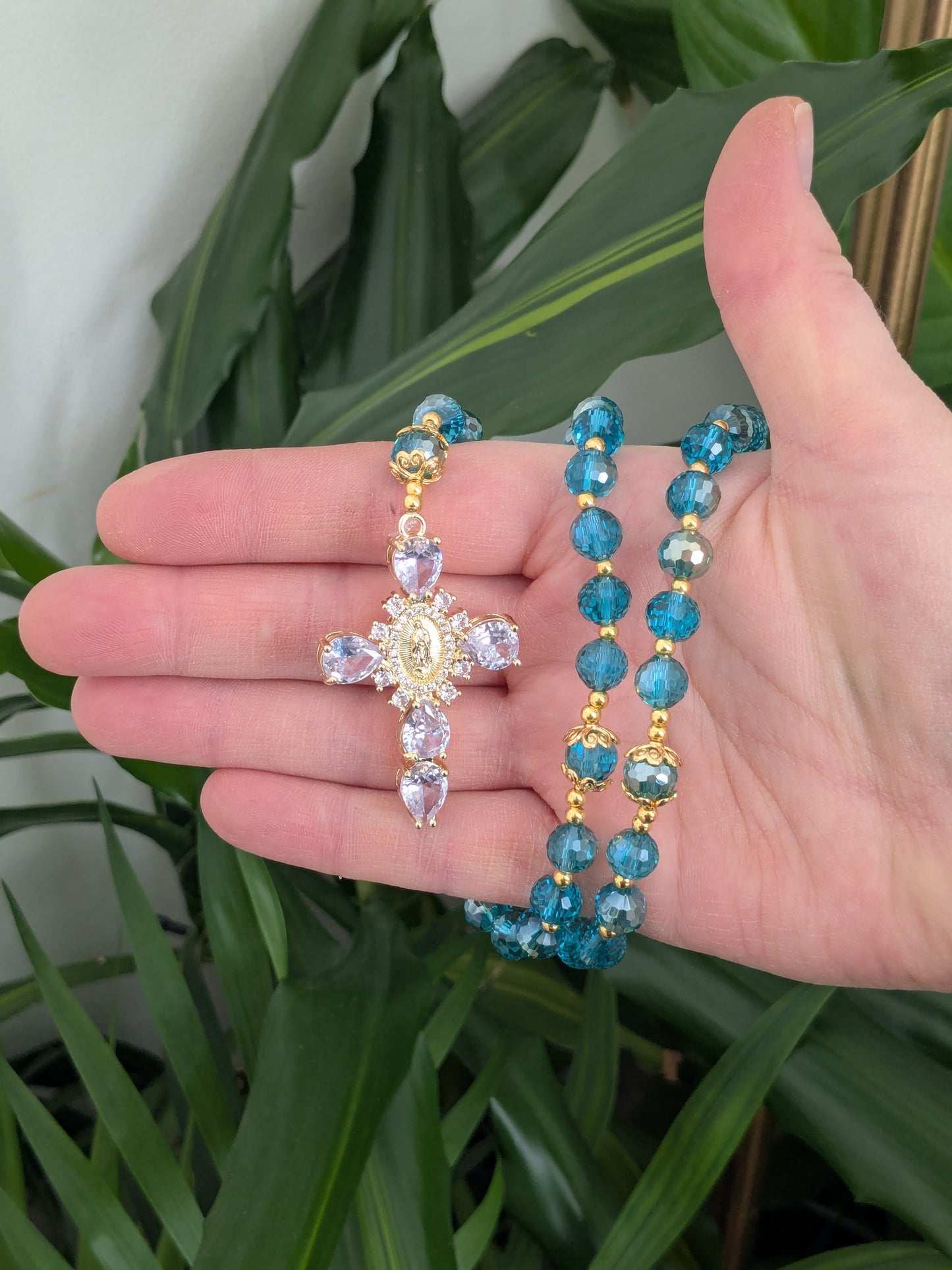 Chapelet facettées bleu turquoise