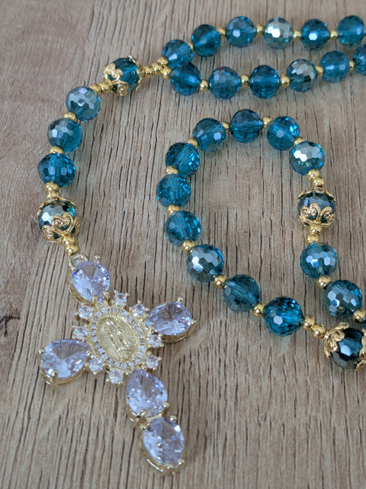 Chapelet facettées bleu turquoise