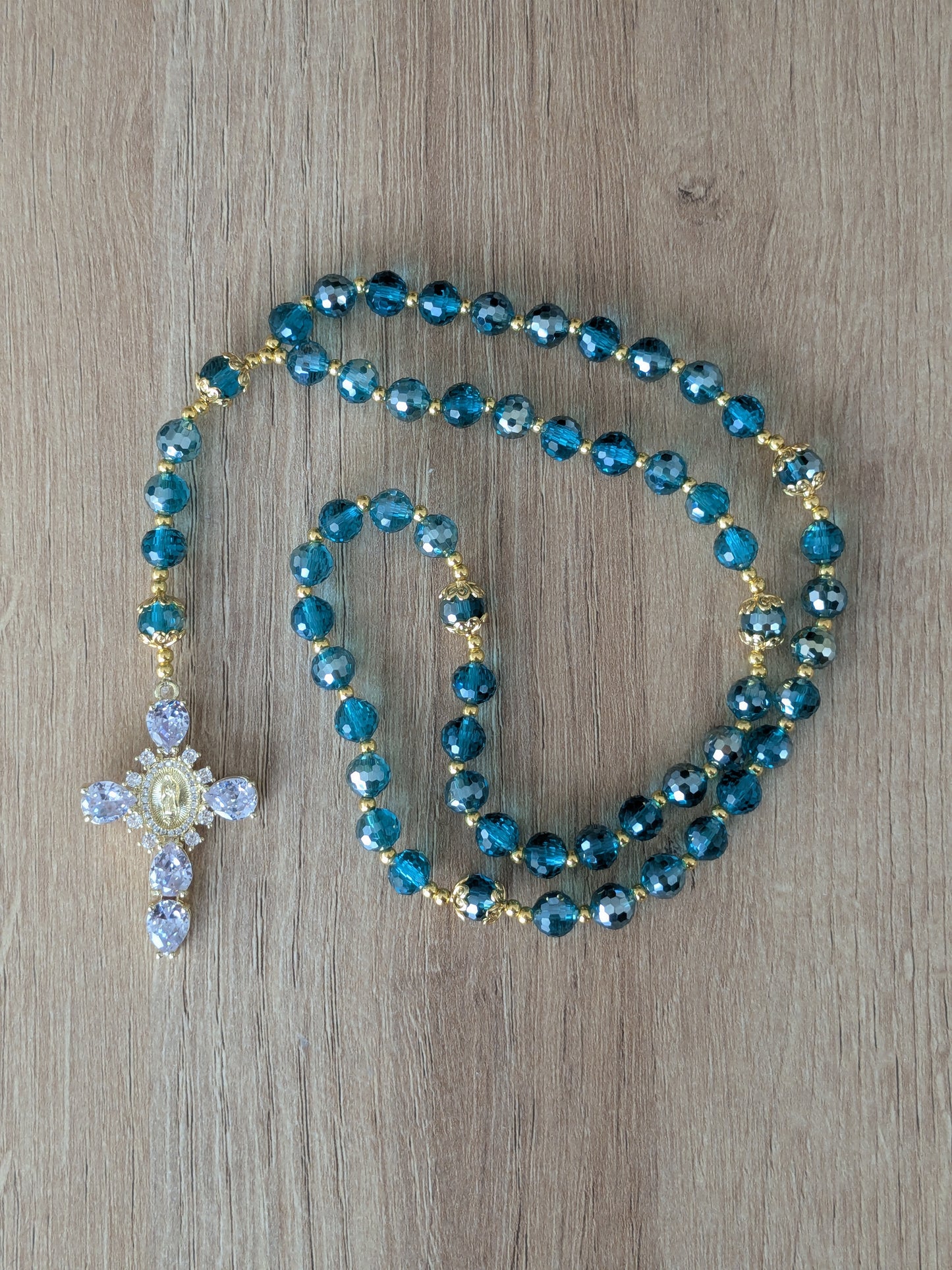 Chapelet facettées bleu turquoise