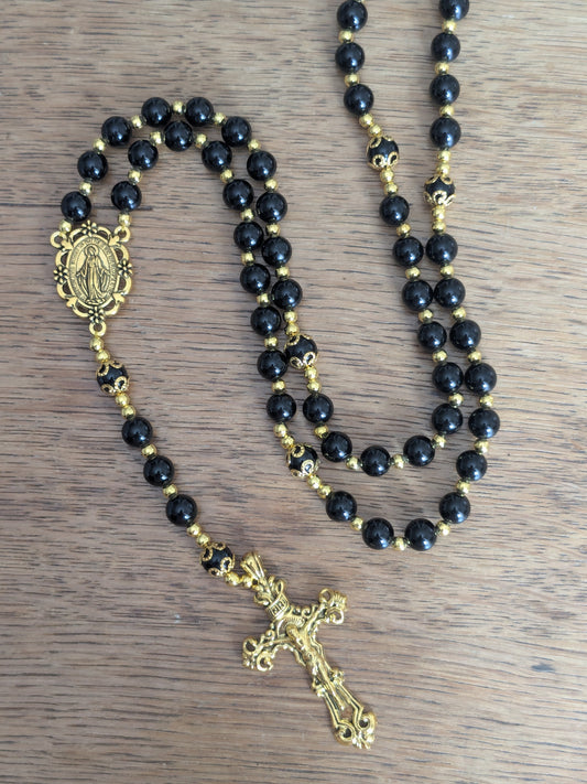 Grand Chapelet en Obsidienne noire