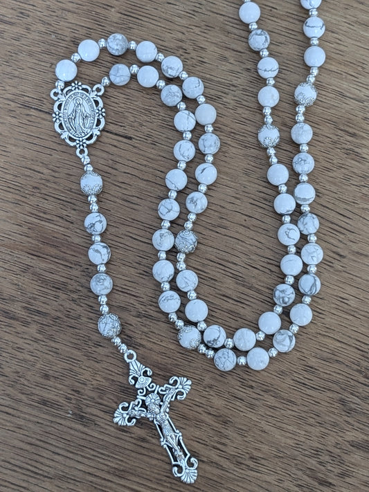 Grand Chapelet en Howlite blanche