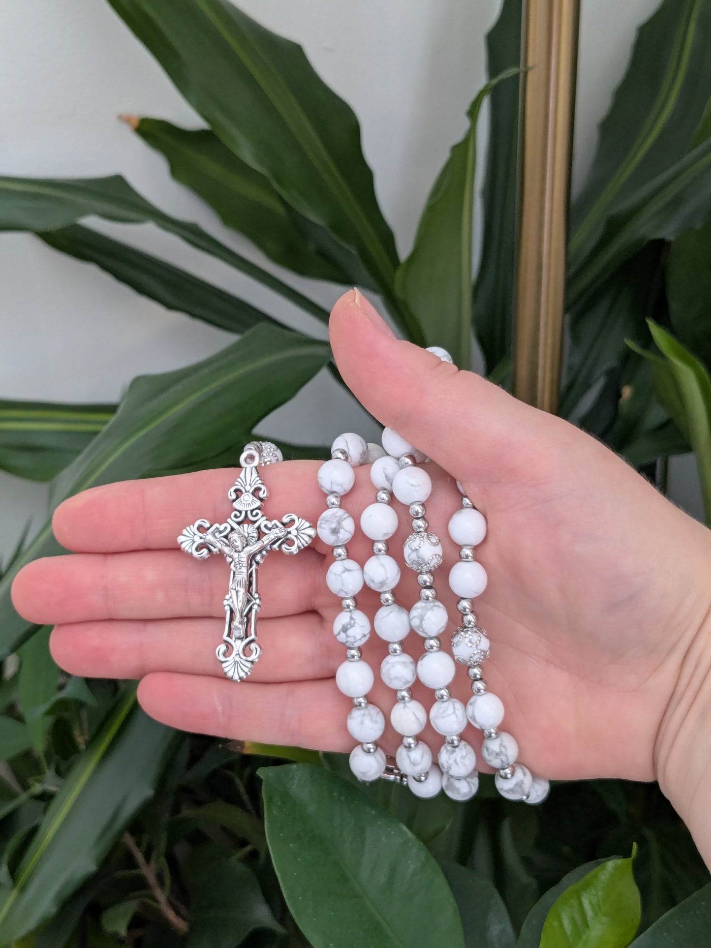 Large White Howlite Rosary 