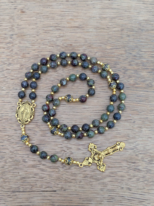 Grand chapelet Catholique en Jaspe Sang de Dragon