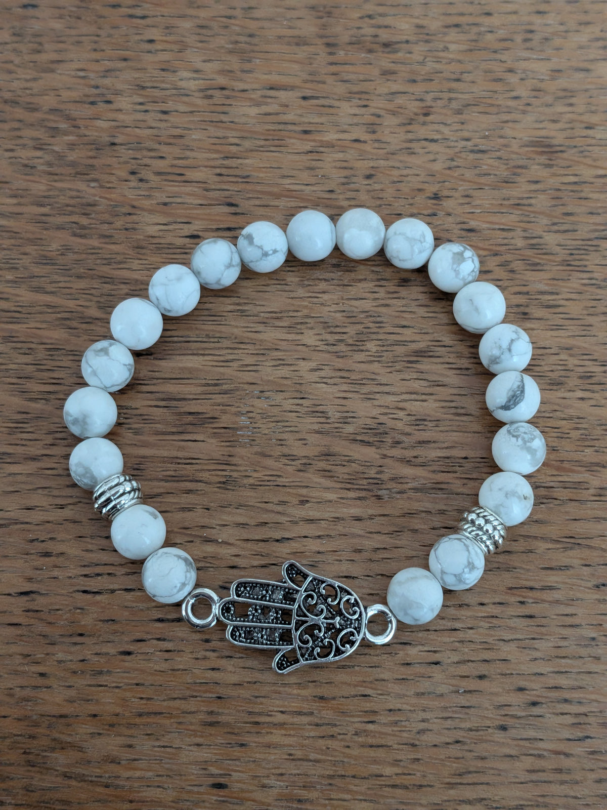 Bracelet Juif en Howlite blanche