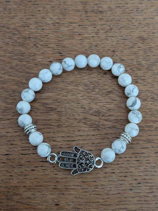 Bracelet Juif en Howlite blanche