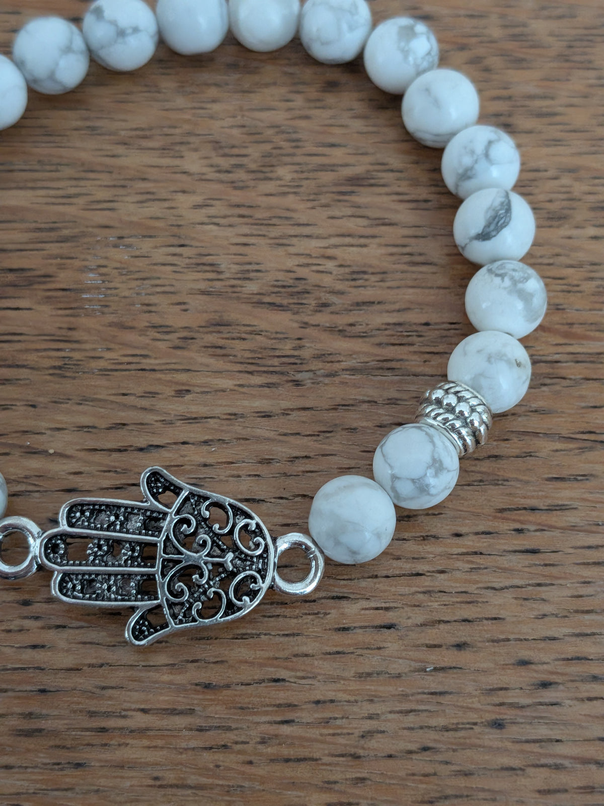 Bracelet Juif en Howlite blanche