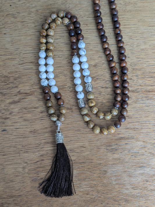 Grand Mala en Howlite Blanche