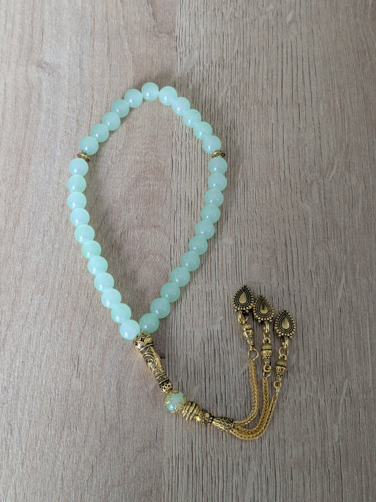 Petit misbaha en verre vert clair