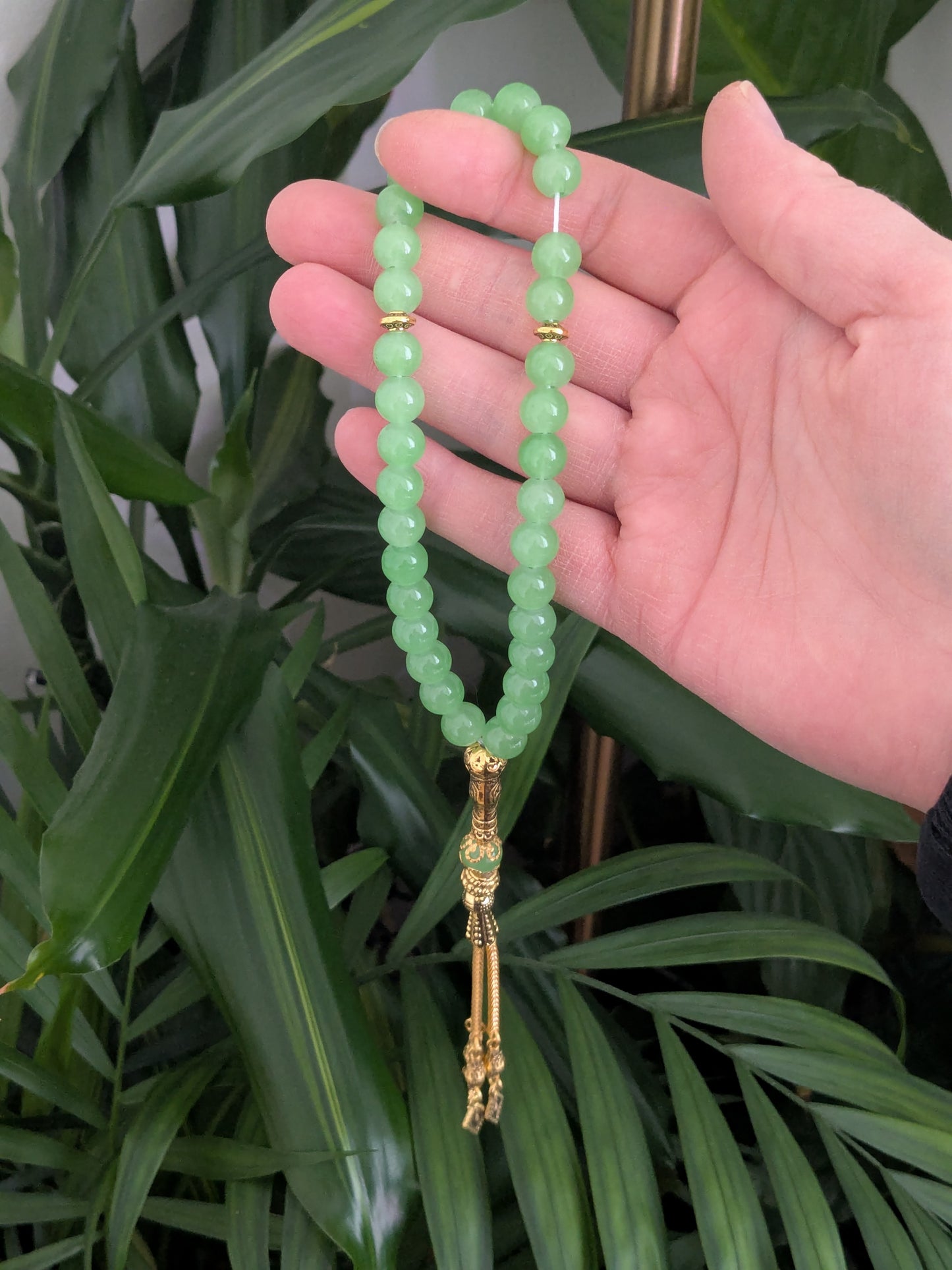 Petit misbaha en verre vert