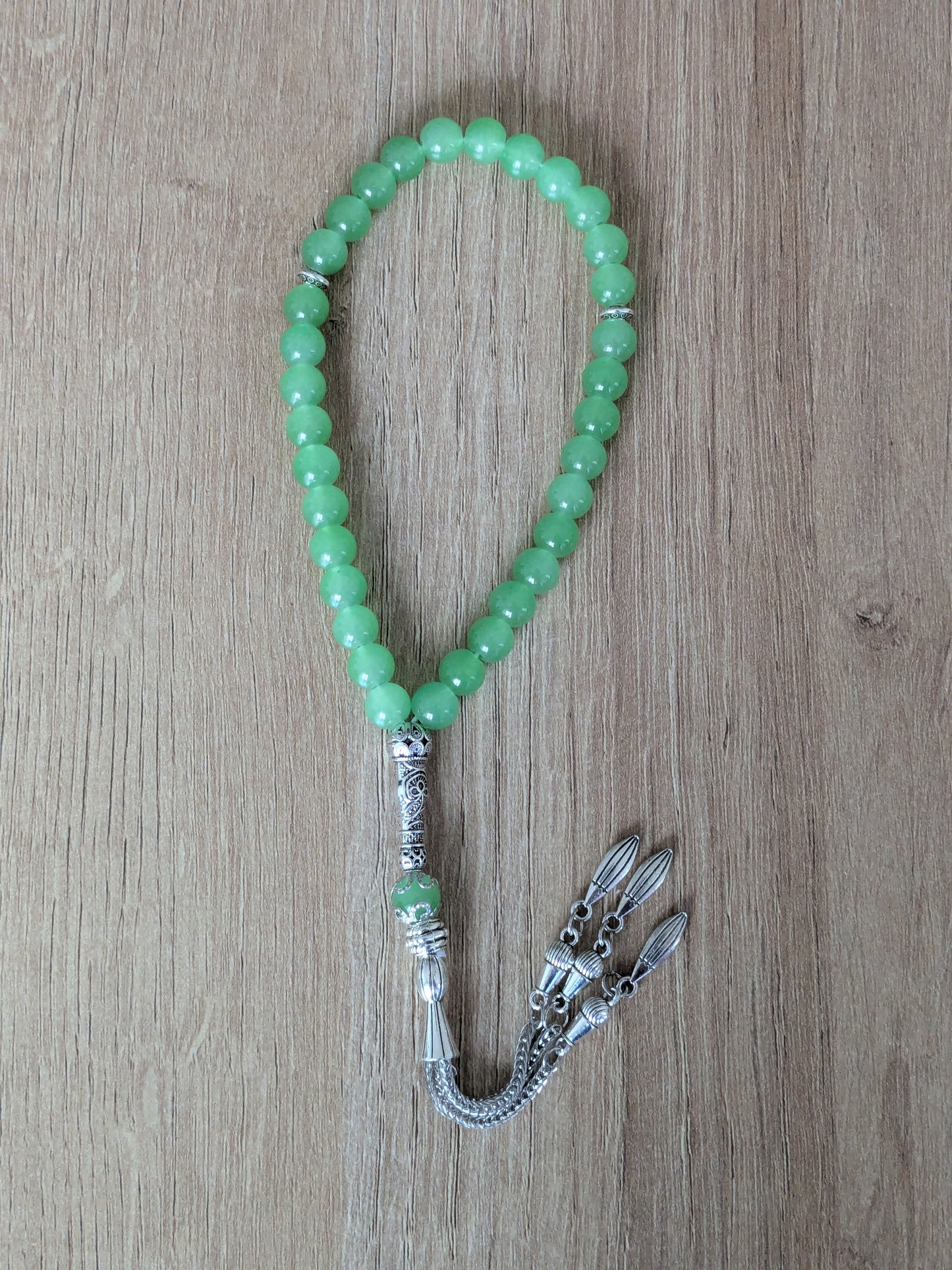 Petit misbaha en verre vert