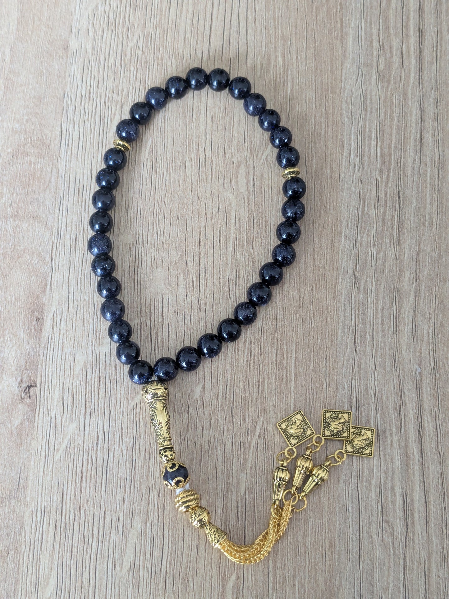 Petit misbaha en verre bleu nuit