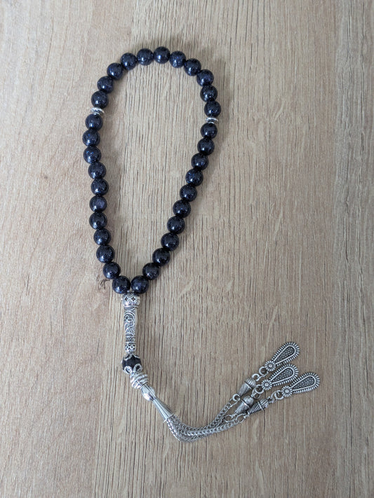 Petit misbaha en verre bleu nuit