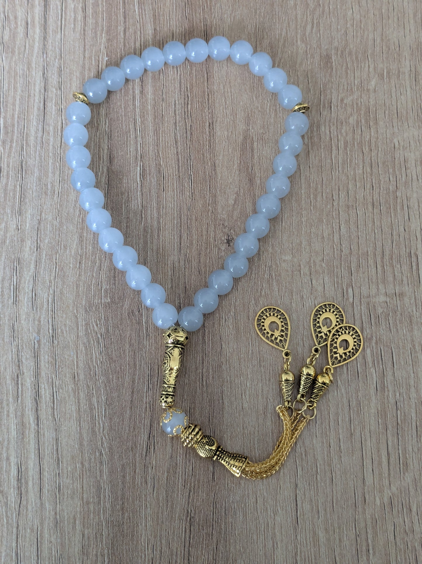 Petit misbaha en verre gris