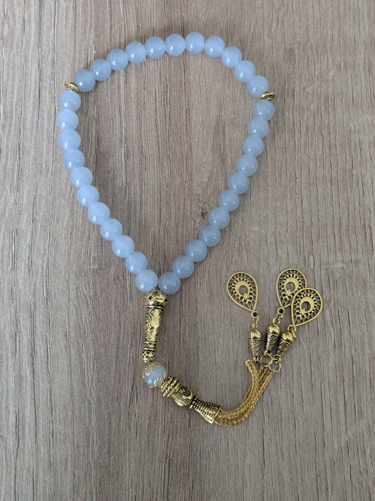 Petit misbaha en verre gris