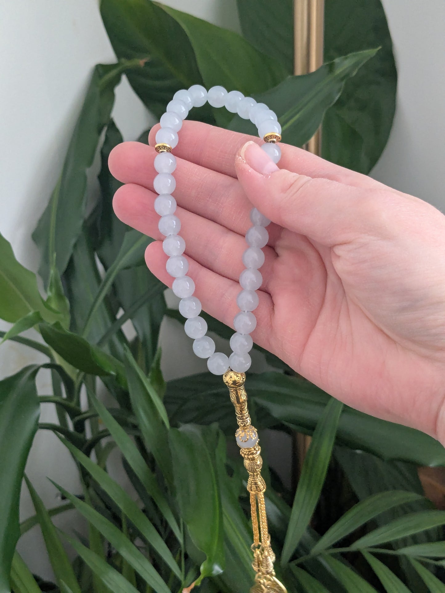 Petit misbaha en verre gris