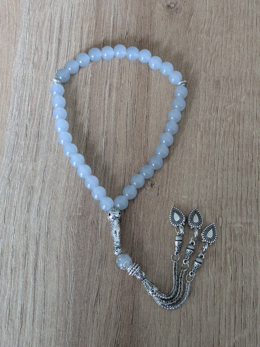 Petit misbaha en verre gris