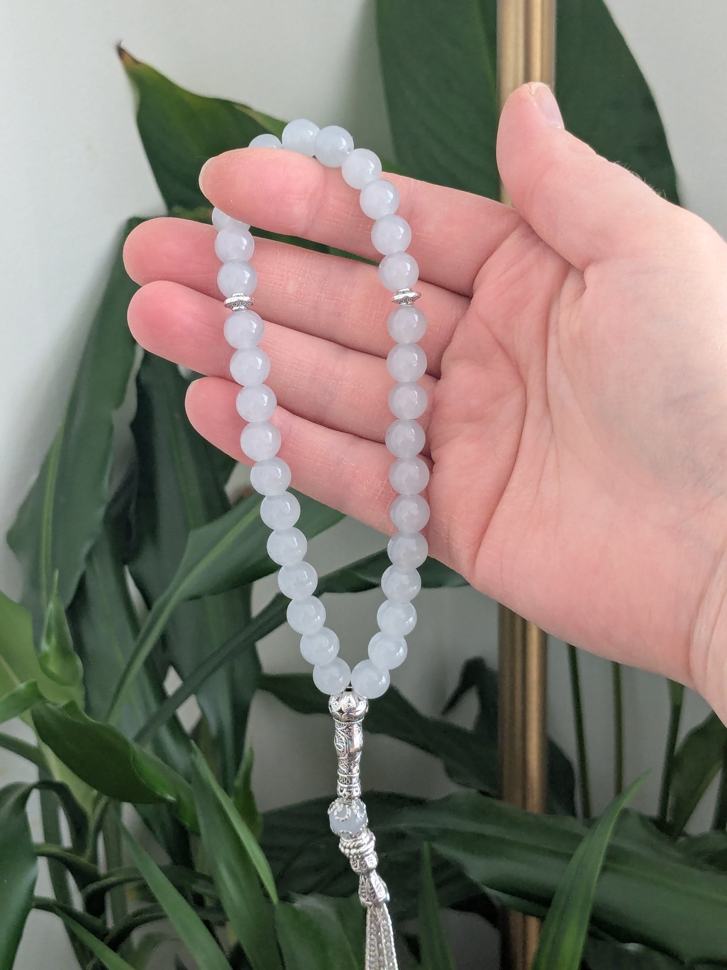 Petit misbaha en verre gris