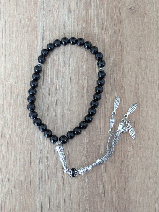 Petit misbaha en verre noir