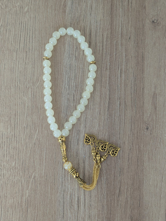 Petit misbaha en verre jaune