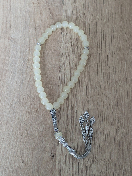 Petit misbaha en verre jaune