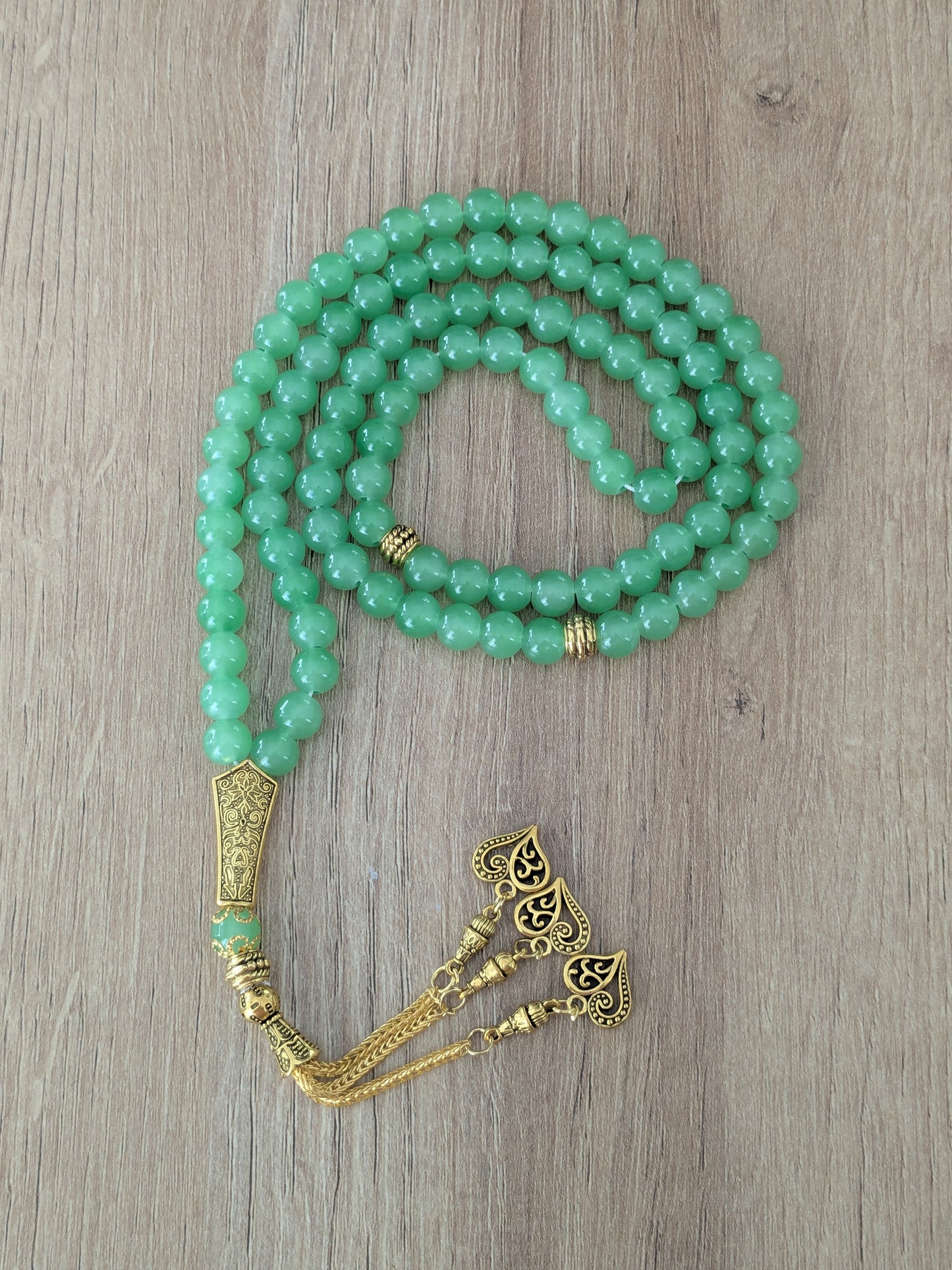 Grand misbaha en verre vert