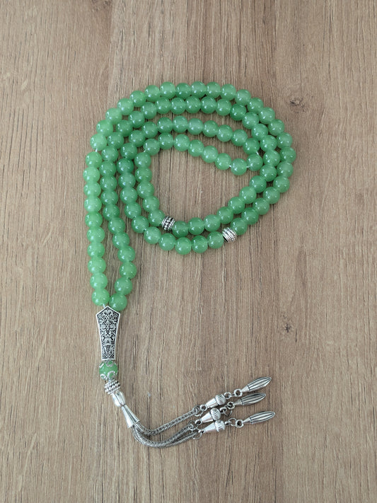 Grand misbaha en verre vert