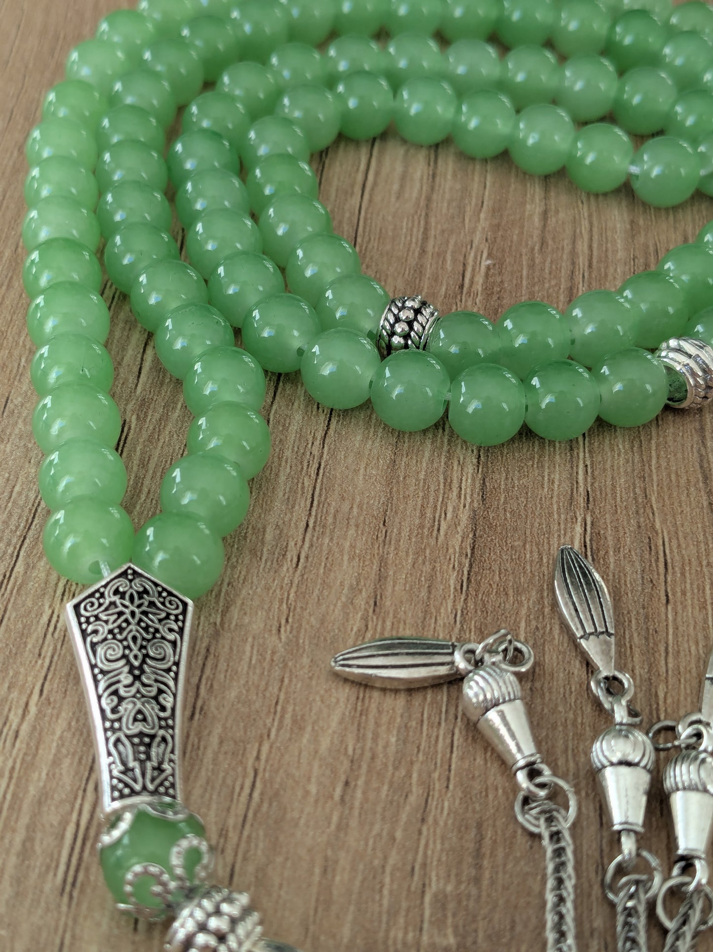 Grand misbaha en verre vert