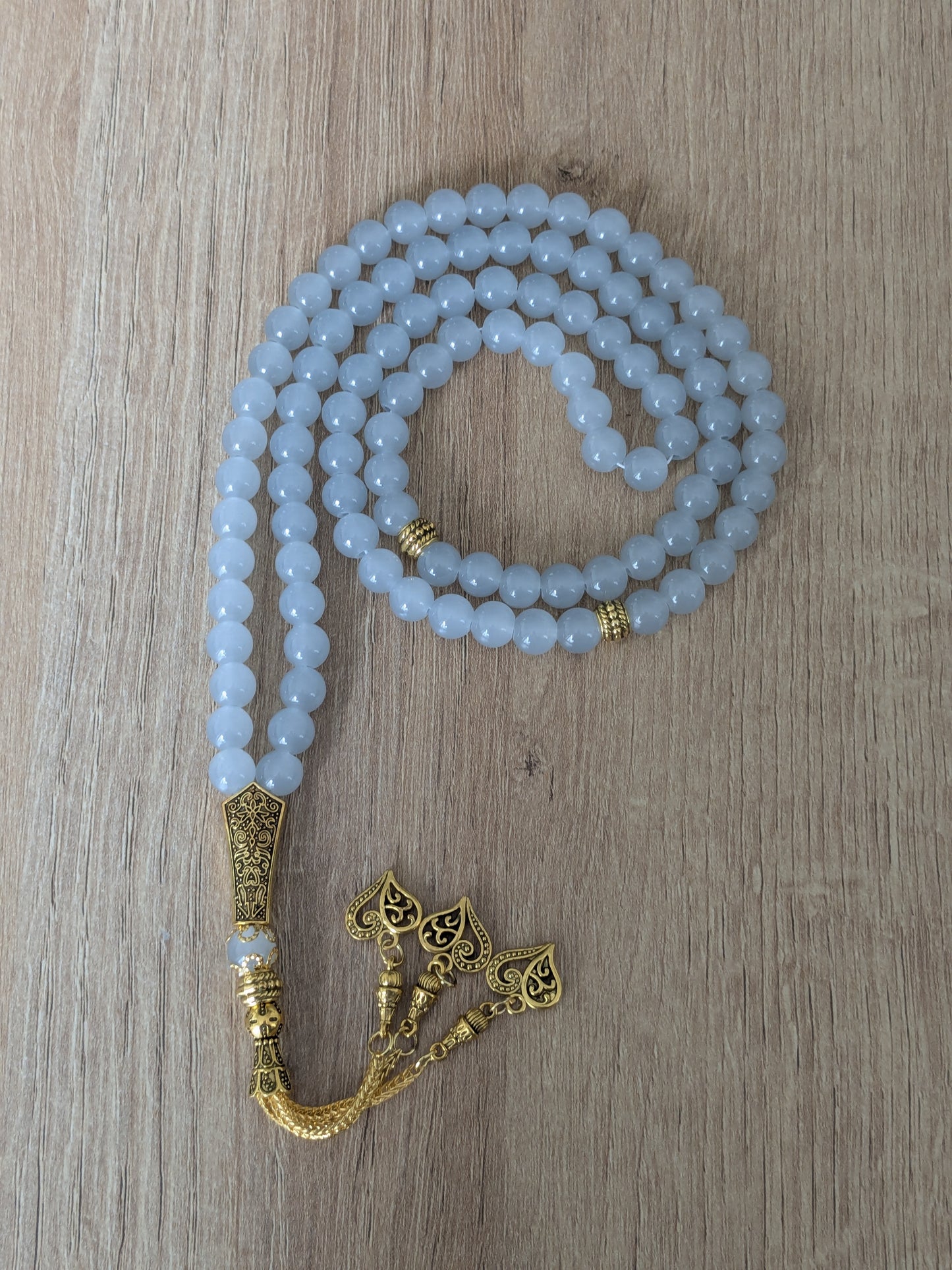 Grand misbaha en verre gris