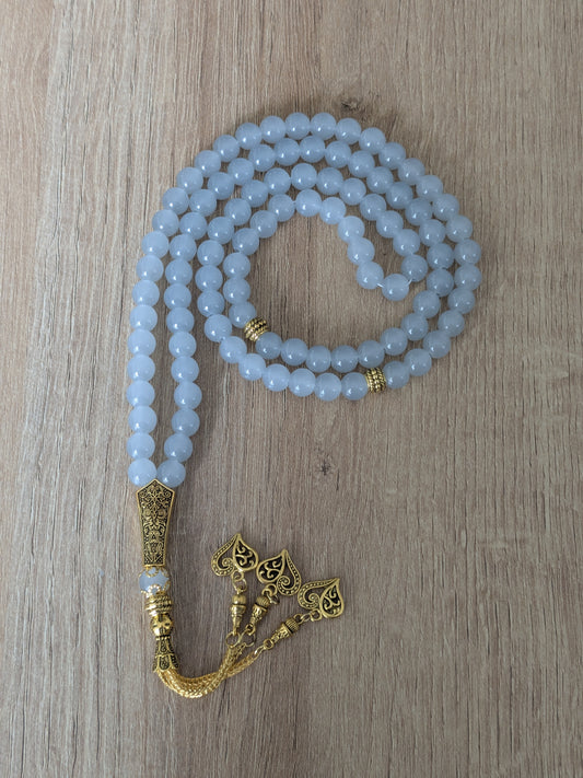 Grand misbaha en verre gris