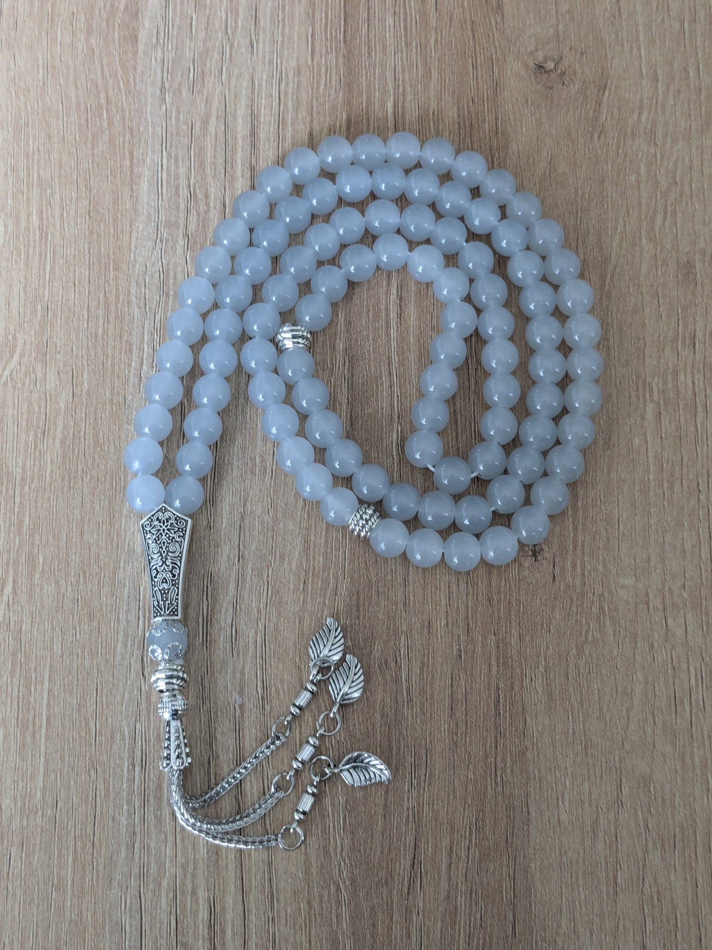 Grand misbaha en verre gris