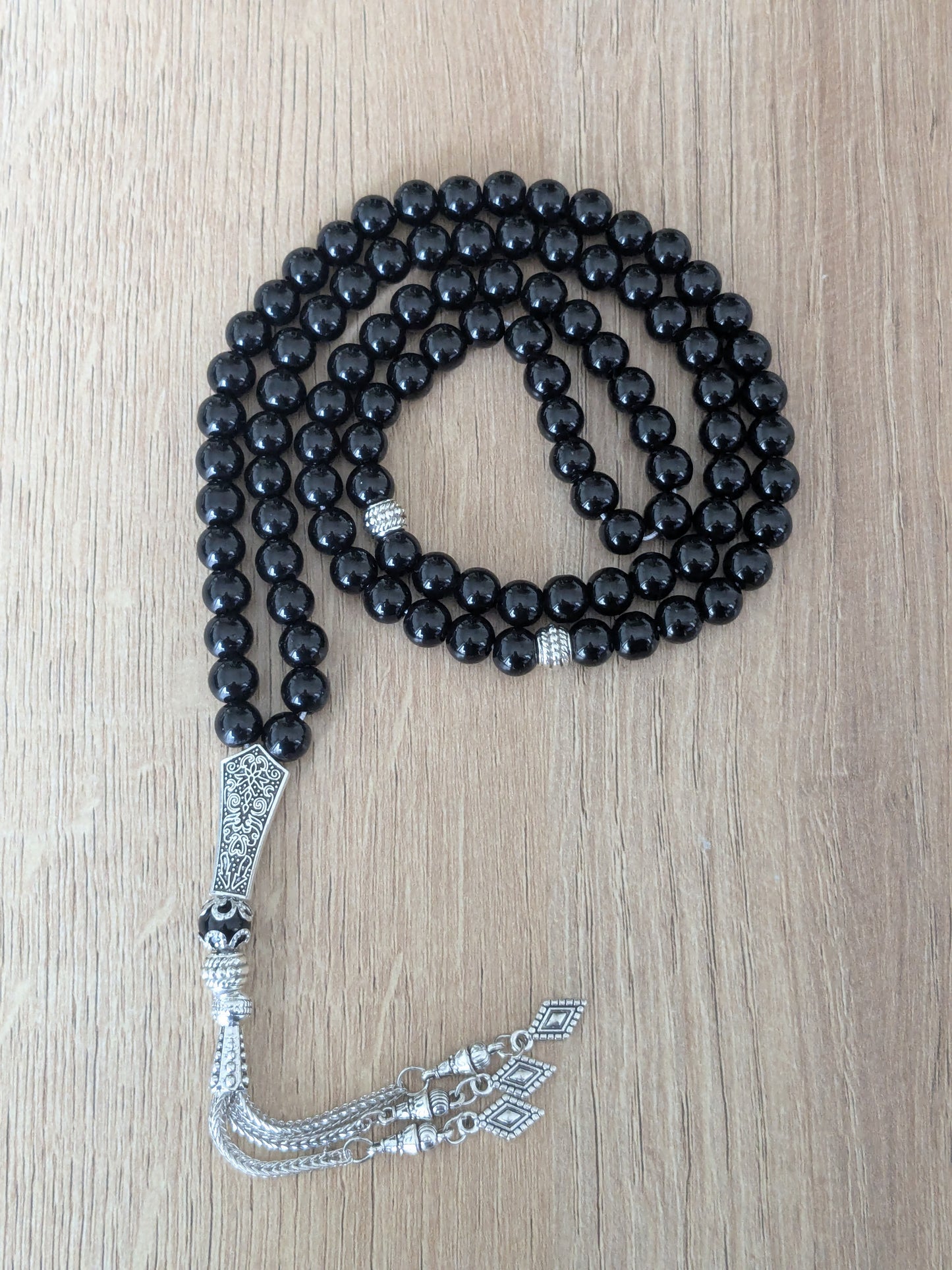 Grand misbaha en verre noir