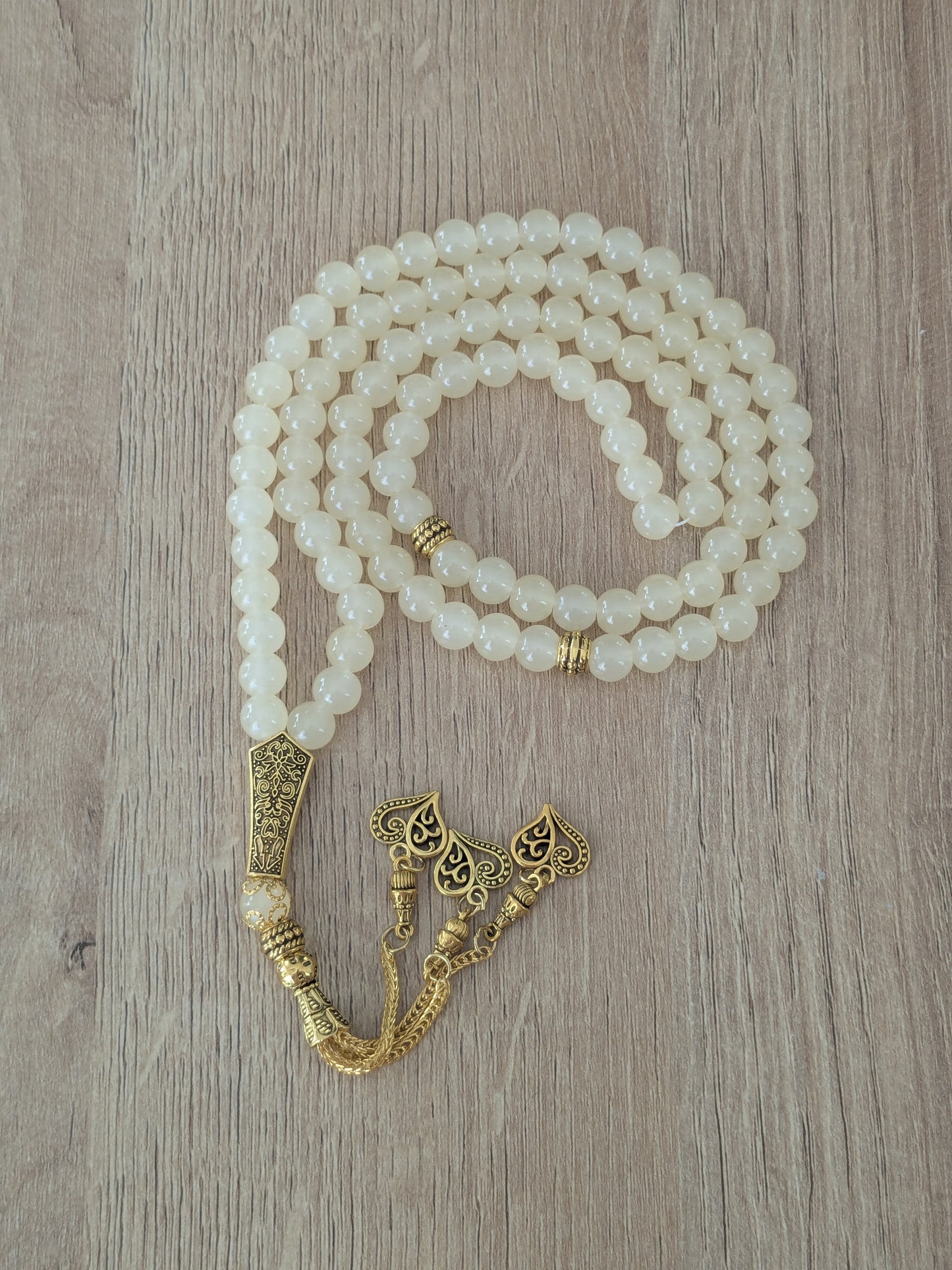 Grand misbaha en verre jaune