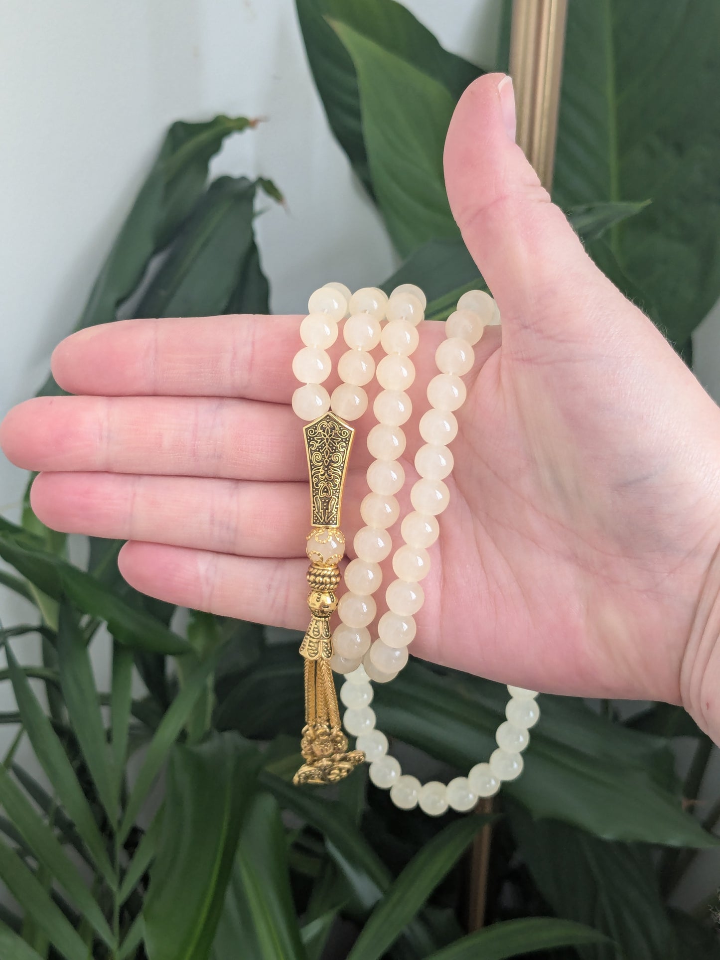 Grand misbaha en verre jaune