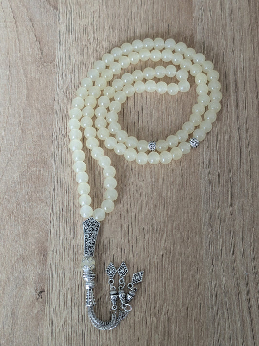 Grand misbaha en verre jaune