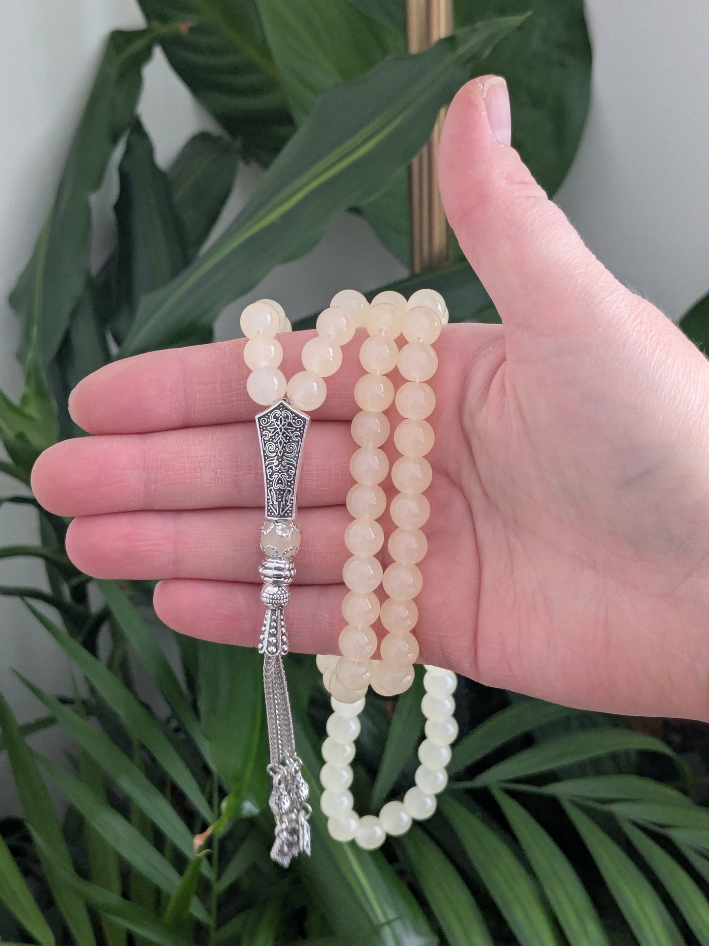 Grand misbaha en verre jaune