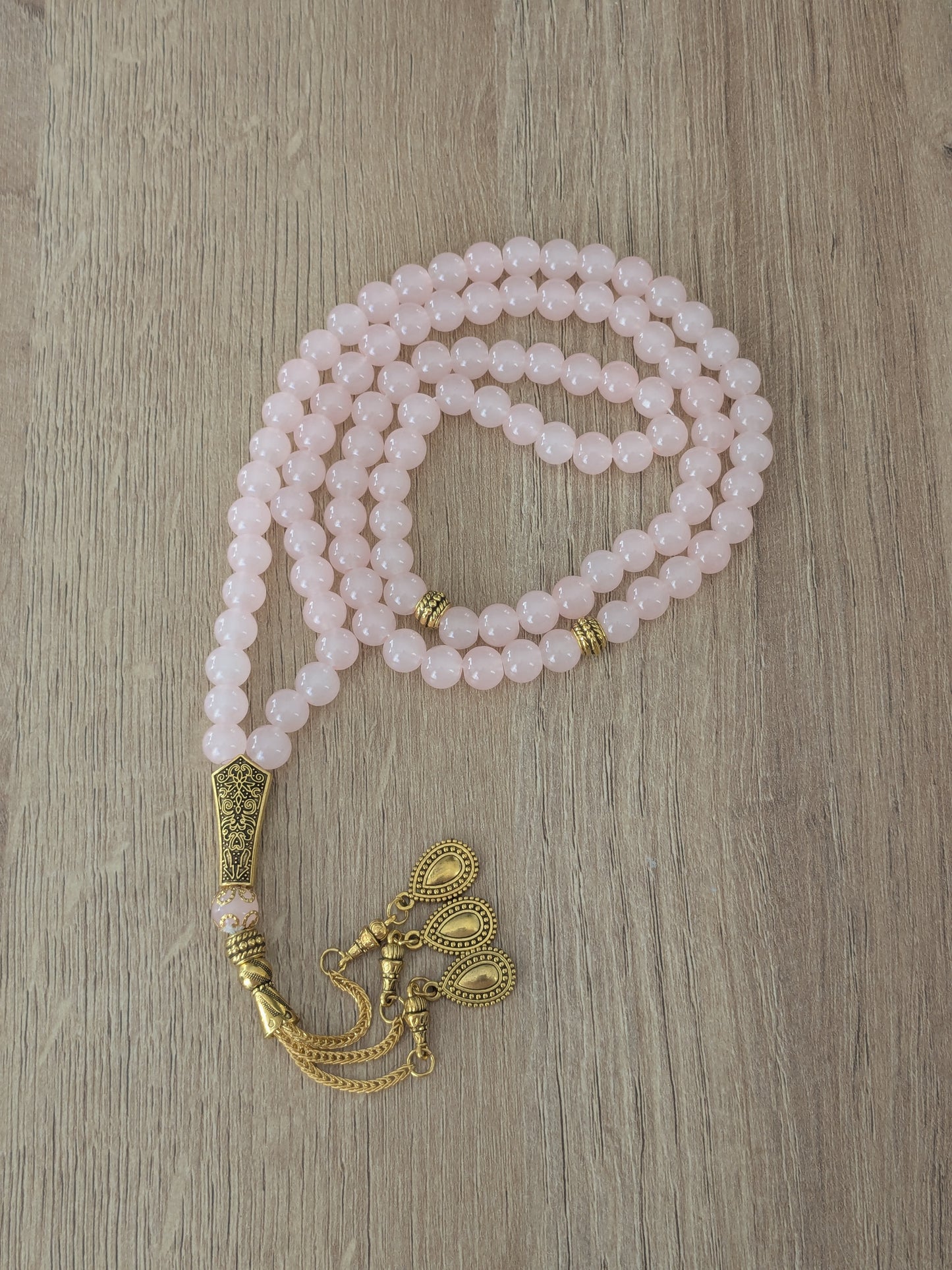 Grand misbaha en verre rose