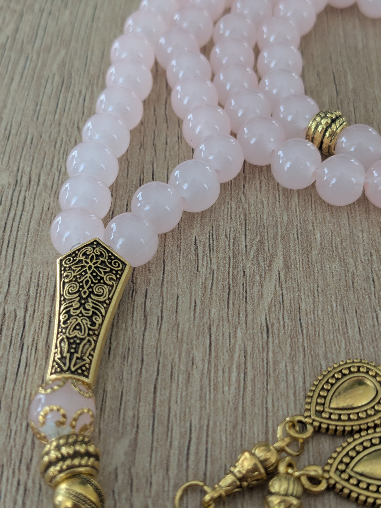 Grand misbaha en verre rose