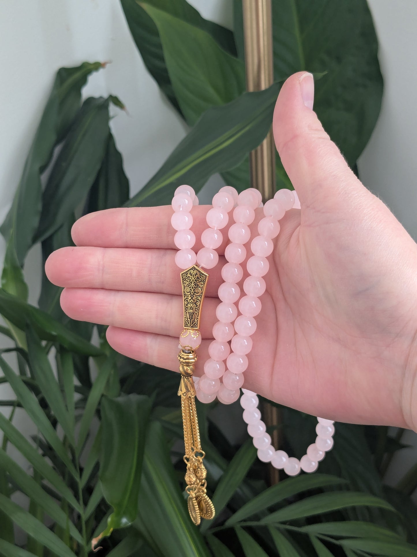 Grand misbaha en verre rose