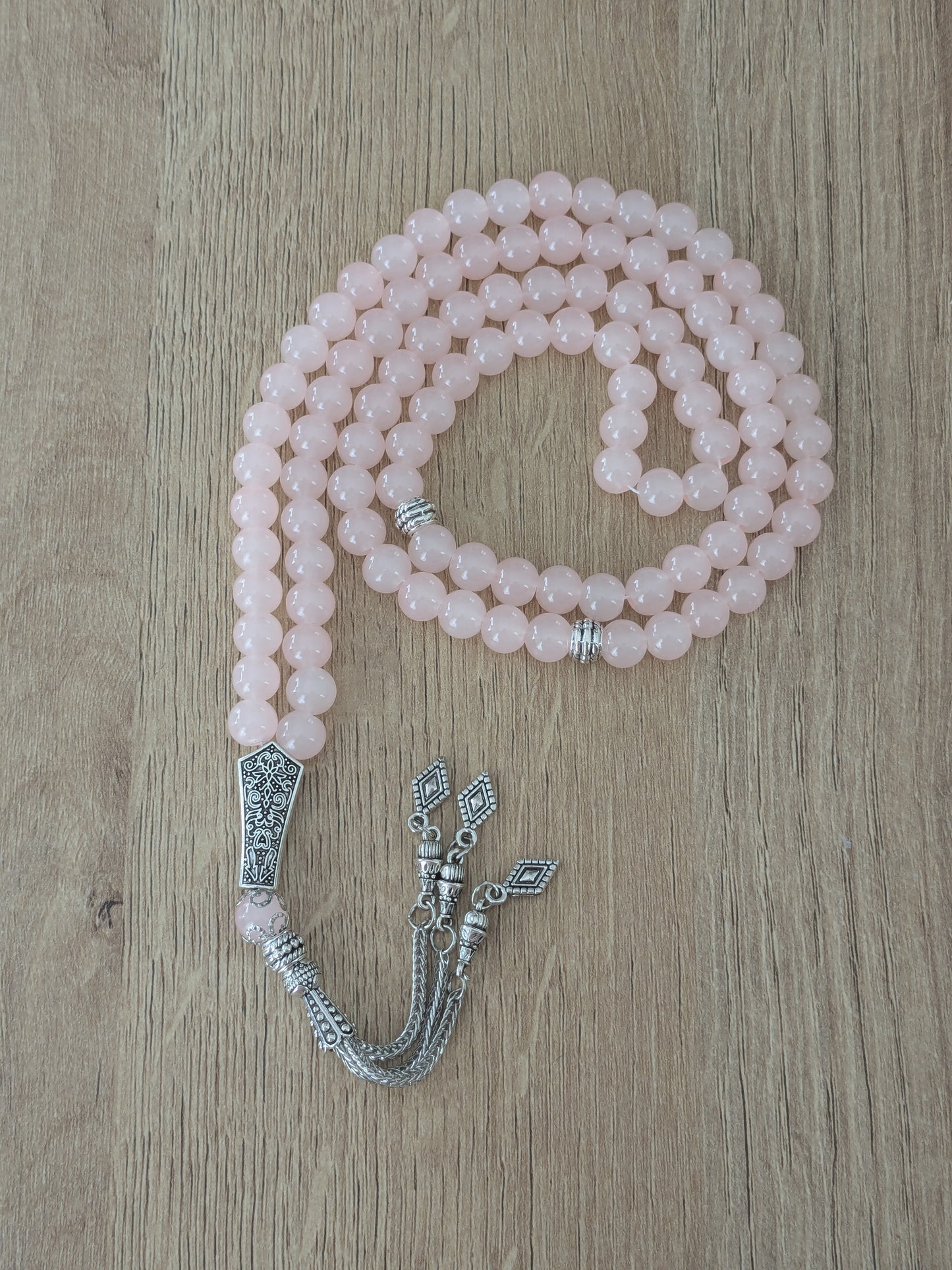 Grand misbaha en verre rose