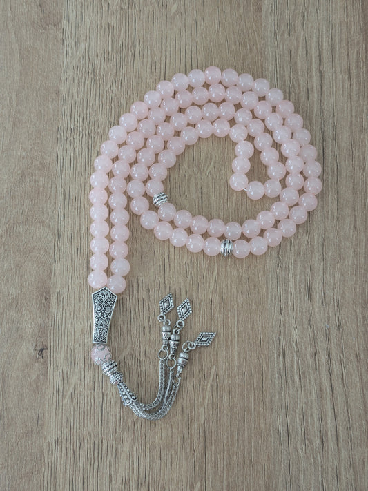 Grand misbaha en verre rose